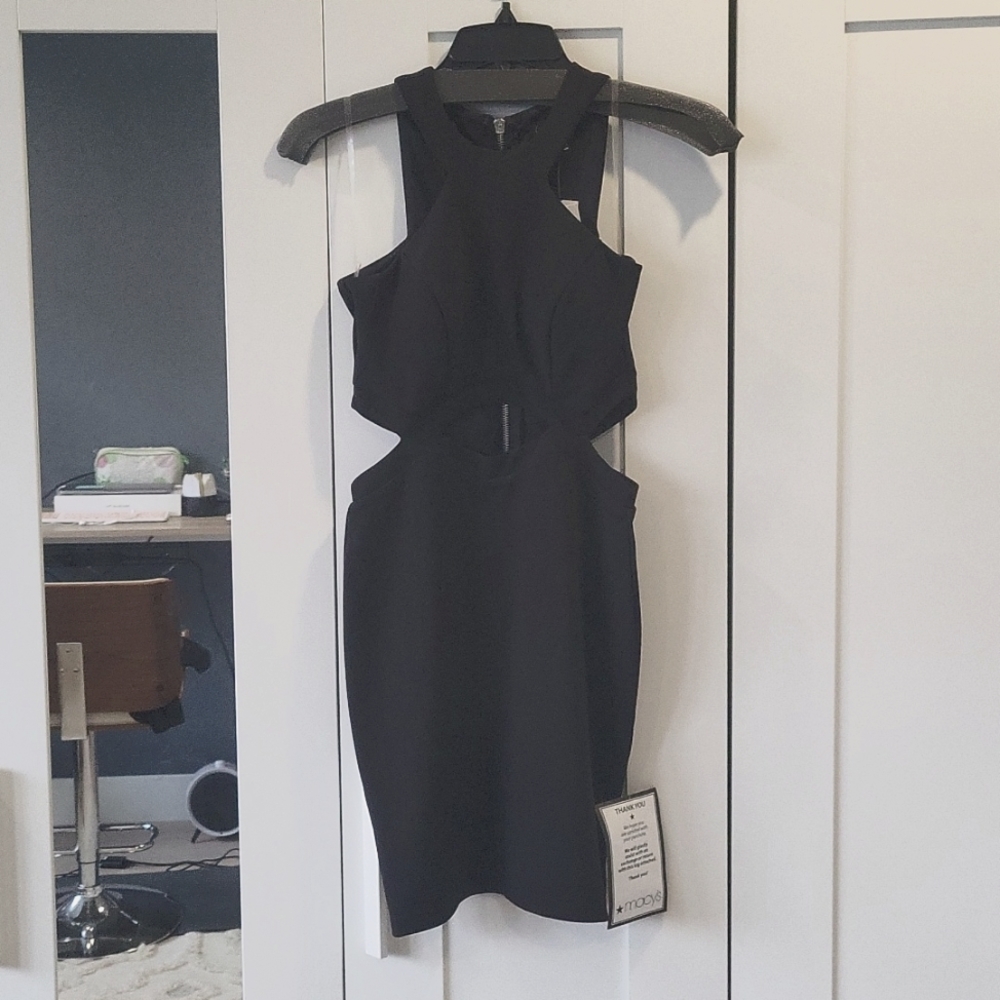 Black Macy's cocktail cutout dress